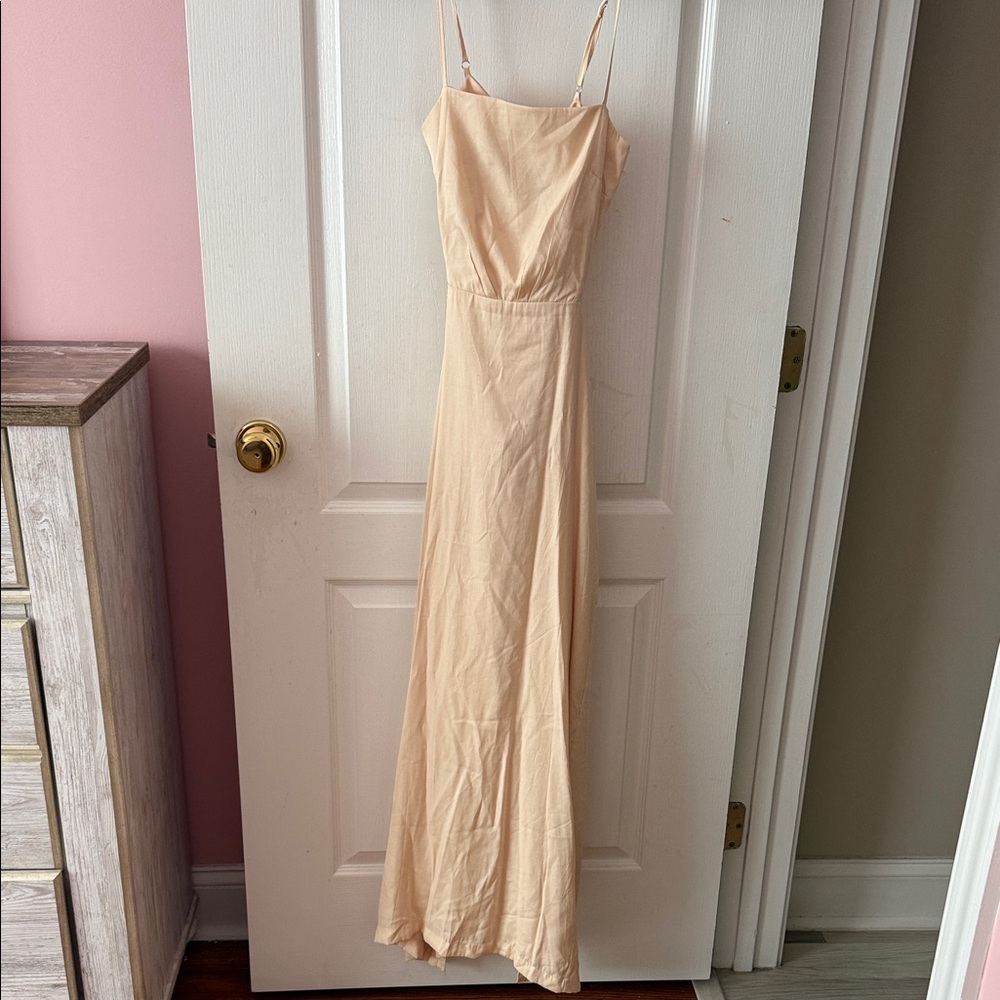 Altar’d State Satin Cream Maxi Dress